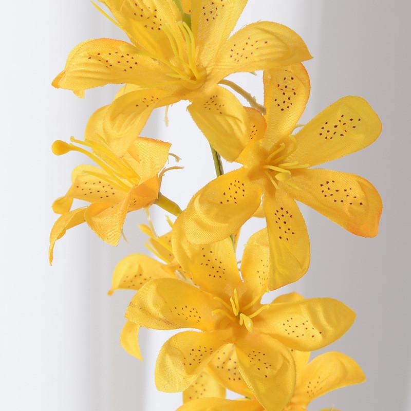 High Branch Lilies Artificial Flowers For Home Wedding Decor With Silk Material And Realistic Design