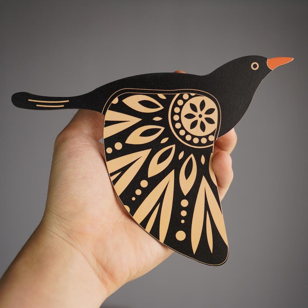 3pcs Wooden Black Bird Wall Decor Art Vintage Gothic Home Decor for Living Room Bathroom Kitchen Decorations Indoor Outdoor Gift