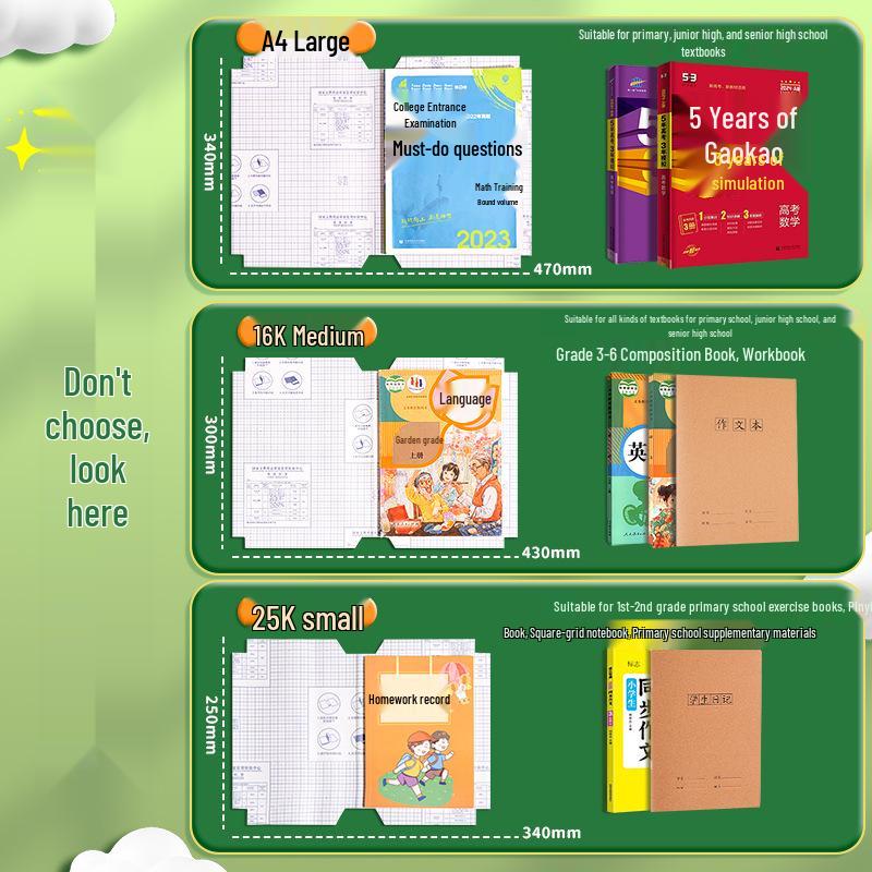 Transparent Self-Adhesive A4/B5 Durable Book Cover Set for Students