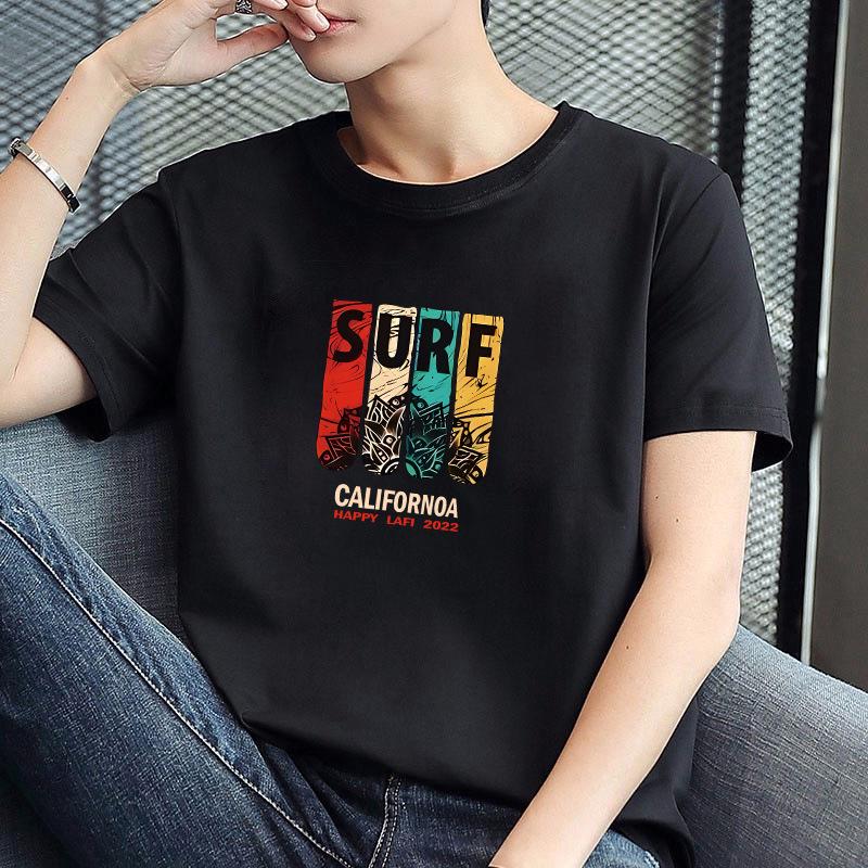 

Мужская модная однотонная футболка с коротким рукавом и круглым вырезом с графическим принтом M (80-100 lbs)