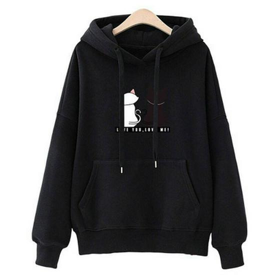 2026 Korean Style Women's Plus Velvet Cat Hoodie - Loose Fit, Thickened, Popular Internet Celebrity Style Jacket
