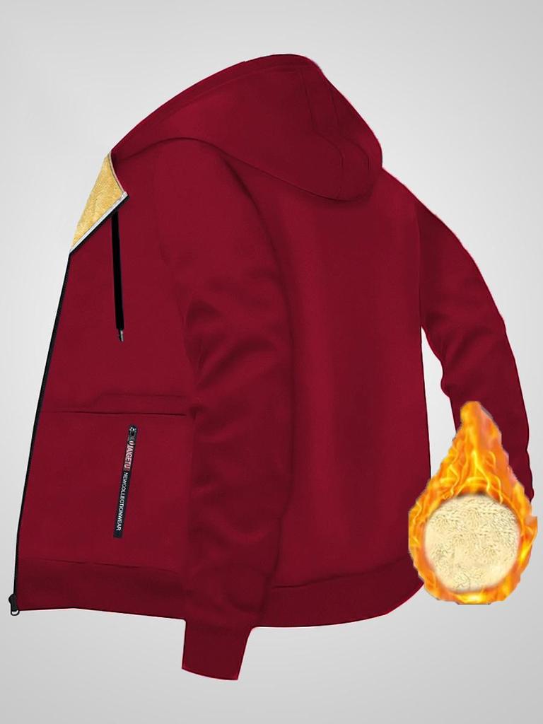 Men's Fleece-Lined Zip-Up Knitted Cardigan - Thickened for Autumn/Winter