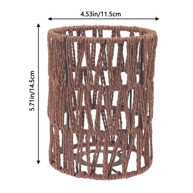 Rattan Lampshade 11.5X14.5Cm Pendant Lamp Shade Bohemian Style Handwoven Lampshade Home Cafe El Ceiling Lamp Light Cover