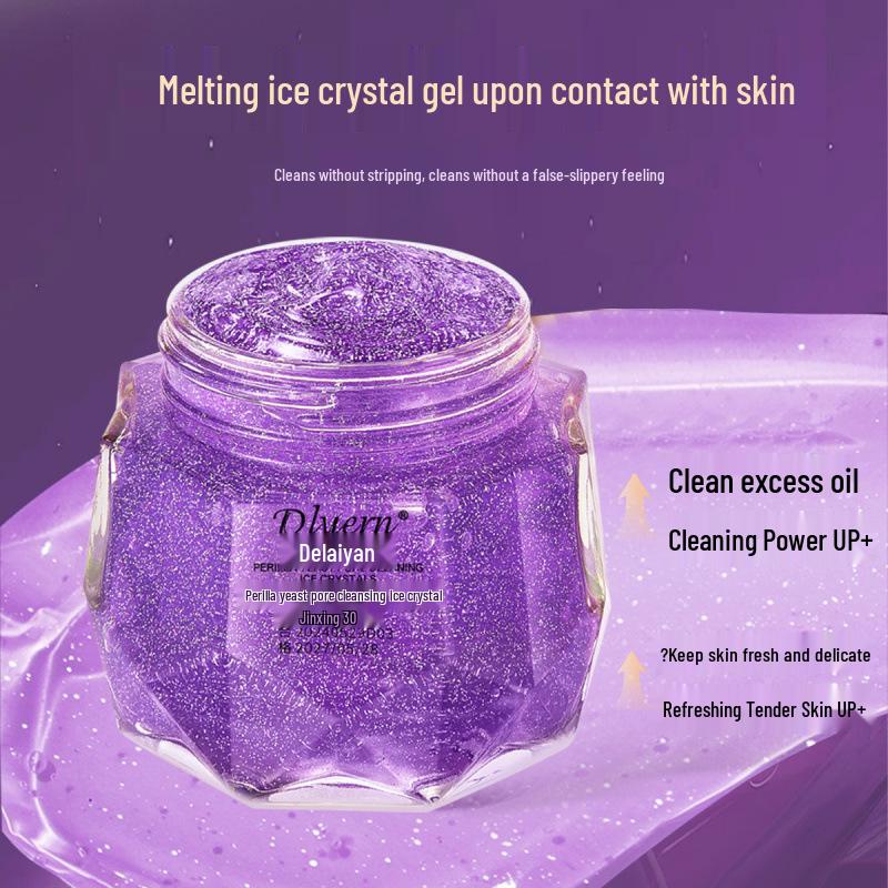 Douyin Kuaishou Perilla Yeast Pore-Cleansing Gel: 130g 2-in-1 Ice Crystal Makeup Remover & Wash-Off.