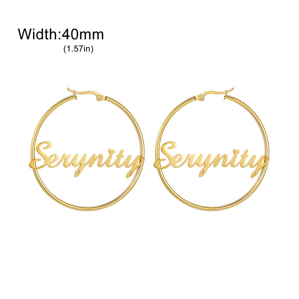 Lemegeton Customized Name Earrings 30 40 50mm Hiphop Hoop Earring Women Stainless Steel Jewelry Trend Personalized Birthday Gift