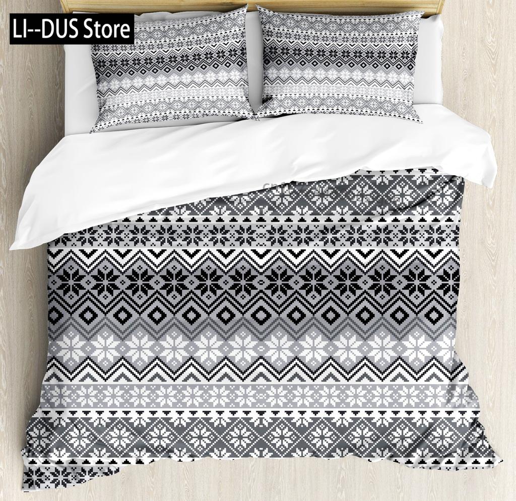 Comforter Snowflake Snow Pattern Winter Decorative 3 Piece Bedding Set With 2 Pillow Shams King Twin Size Bed Collection