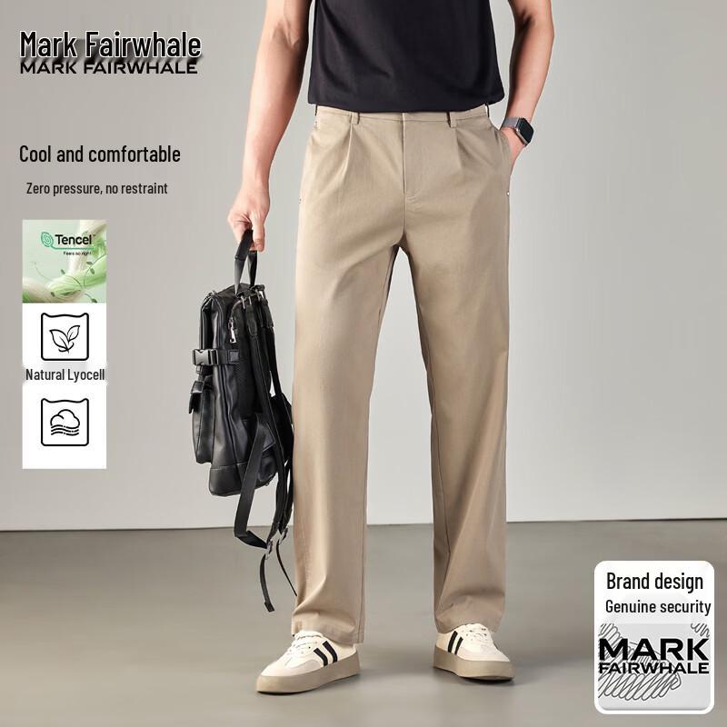 MARK FAIRWHALE Men s Old Money Style Straight-Leg Casual Pants 38
