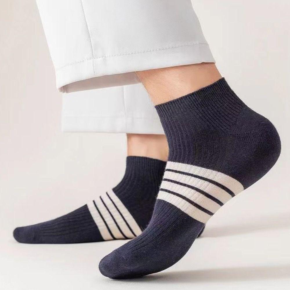 10Pairs Cotton Striped Invisible Socks Breathable Men's Tube Socks Ankle Thin Socks  Sport