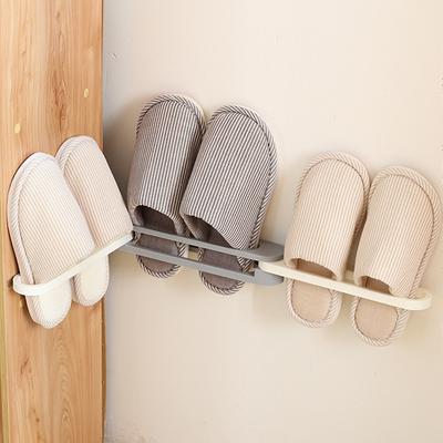 2 pièces Support à chaussures mural Support Rangement pantoufles Porte-serviettes pliable multifonctionnel gain de place Accessoires de salle de bain