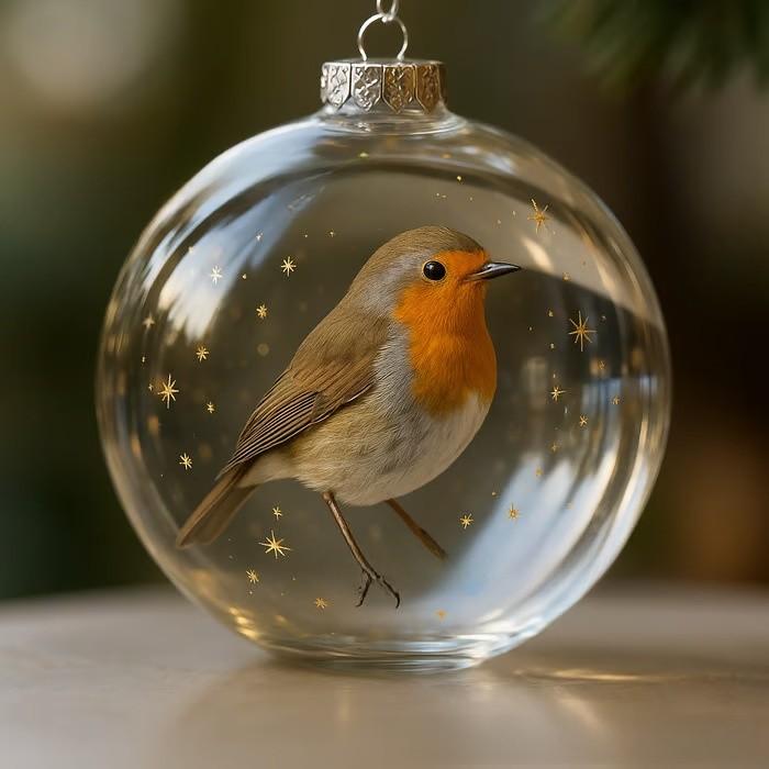 Natures Birds Crystal Glass Christmas Tree Ornament Set With Plastic Material For Holiday Decor