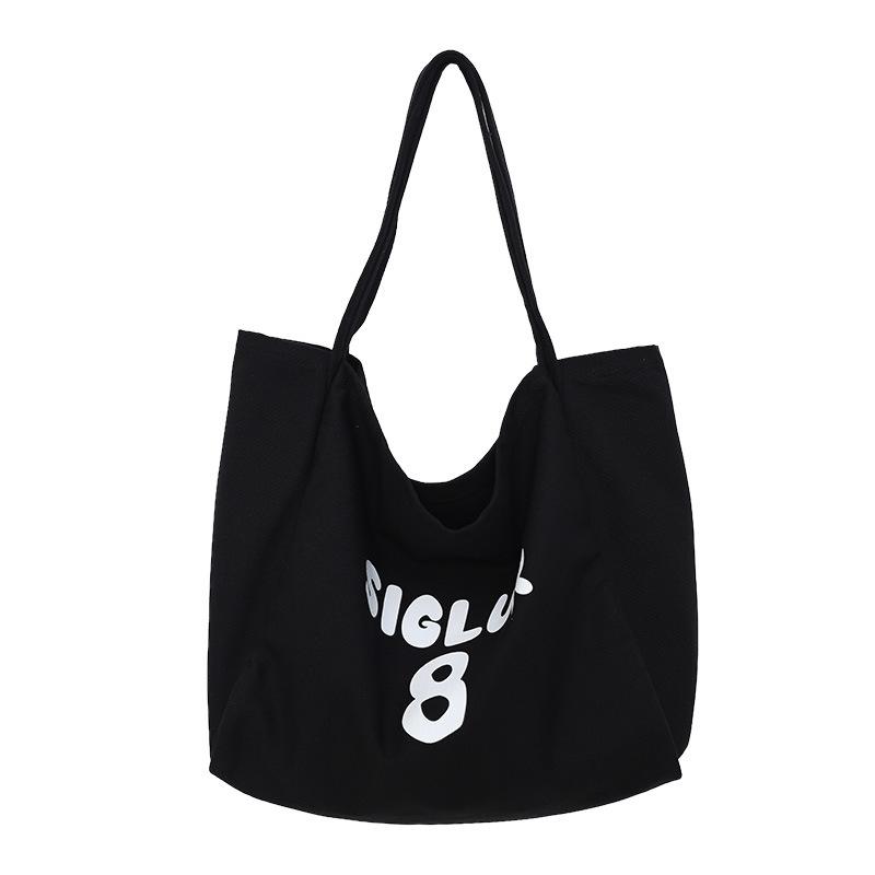 Spring and summer new printed canvas bag women's niche design large-capacity shoulder bag lazy atmosphere tote bag