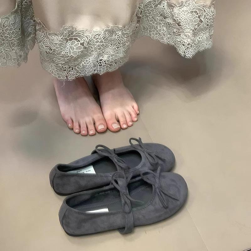 Late evening breeze flat-soled ballet shoes women's French bow Mary Jane shoes 2025 new spring and summer skirt single shoes