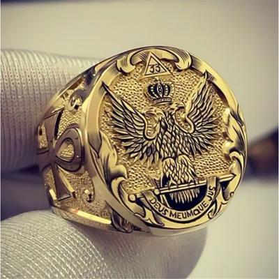 Atmospheric Double Headed Eagle Crown Seal Men's Ring Creative Handpiece