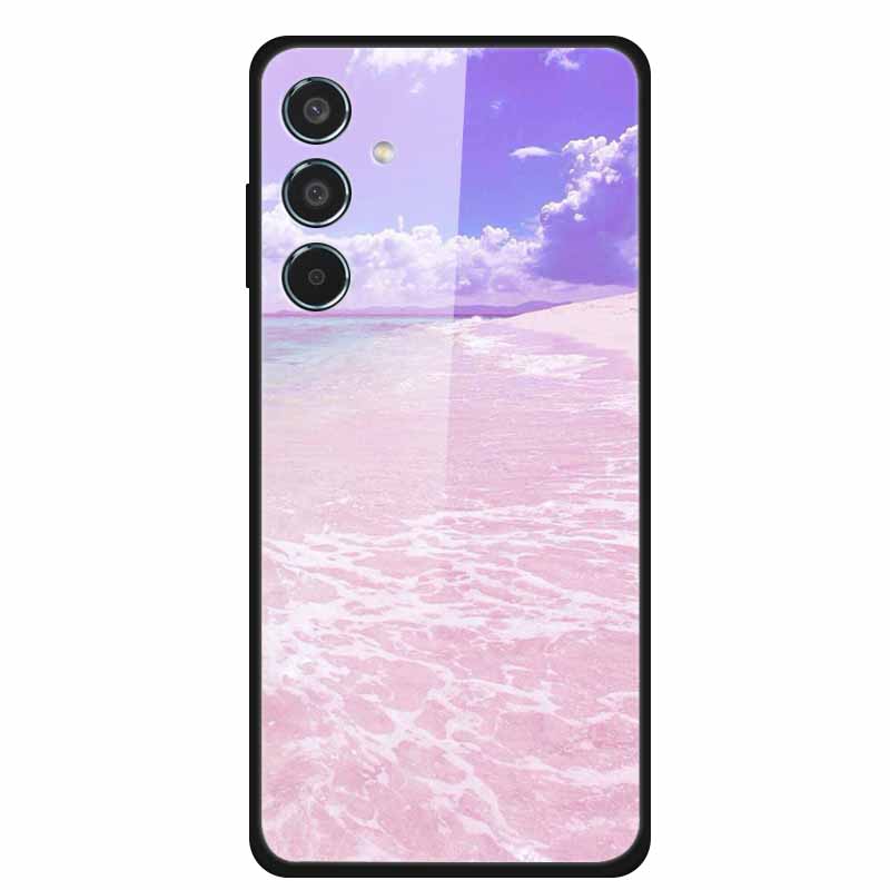 Glass Cellphone Case For Samsung Galaxy M35 Hard Plastic Back Cover For Samsung M 35 Flowers Painted Cases Fundas Shell Shield