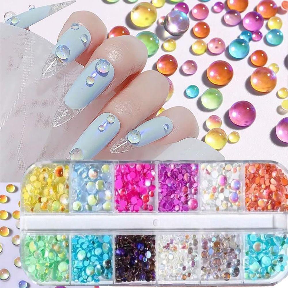 1 Box Half Spherical Glass Nail Art Charms DIY Aurora Nail Decorations  Manicure Accessories