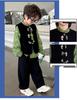 Traje Chinês Tang para Meninos Outono 2025: Conjunto de Camisa e Calça Bordada de Panda Estilo Antigo