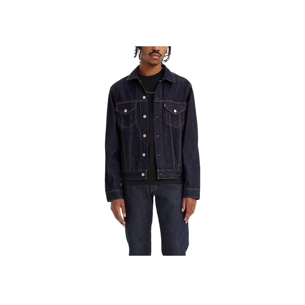 Levis Solid Color Square Neck Single Breasted Long Sleeve Jacket Men jackets Dark-Blue A5883-0000