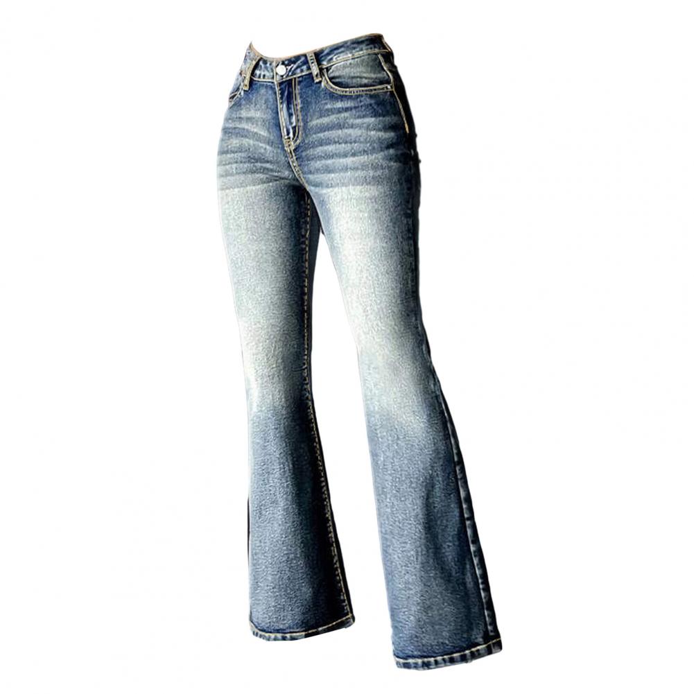 

Женские джинсы с высокой талией, градиентные цвета, ретро-карманы, облегающий крой, полная длина, цветной, расклешенный подол, застежка-молния на пуговицы, женские, длинные, Tr L синий