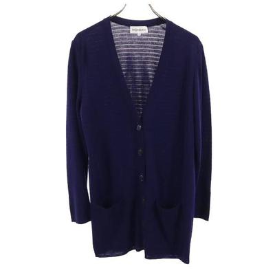 Κατασκευασμένο στην Ιαπωνία Μείγμα μαλλιού με ρίγες Μακρυμάνικο πλεκτό ζακέτα με V λαιμό Γυναικεία Μεταχειρισμένο