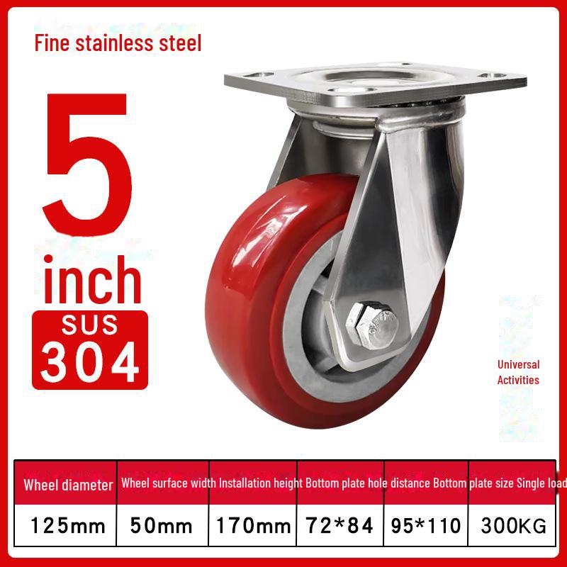 Medium 304 Stainless Steel Silent Caster Wheels with Brakes - Available In 3", 4", and 5" Sizes (Anti-Rust & Labor-Saving)
