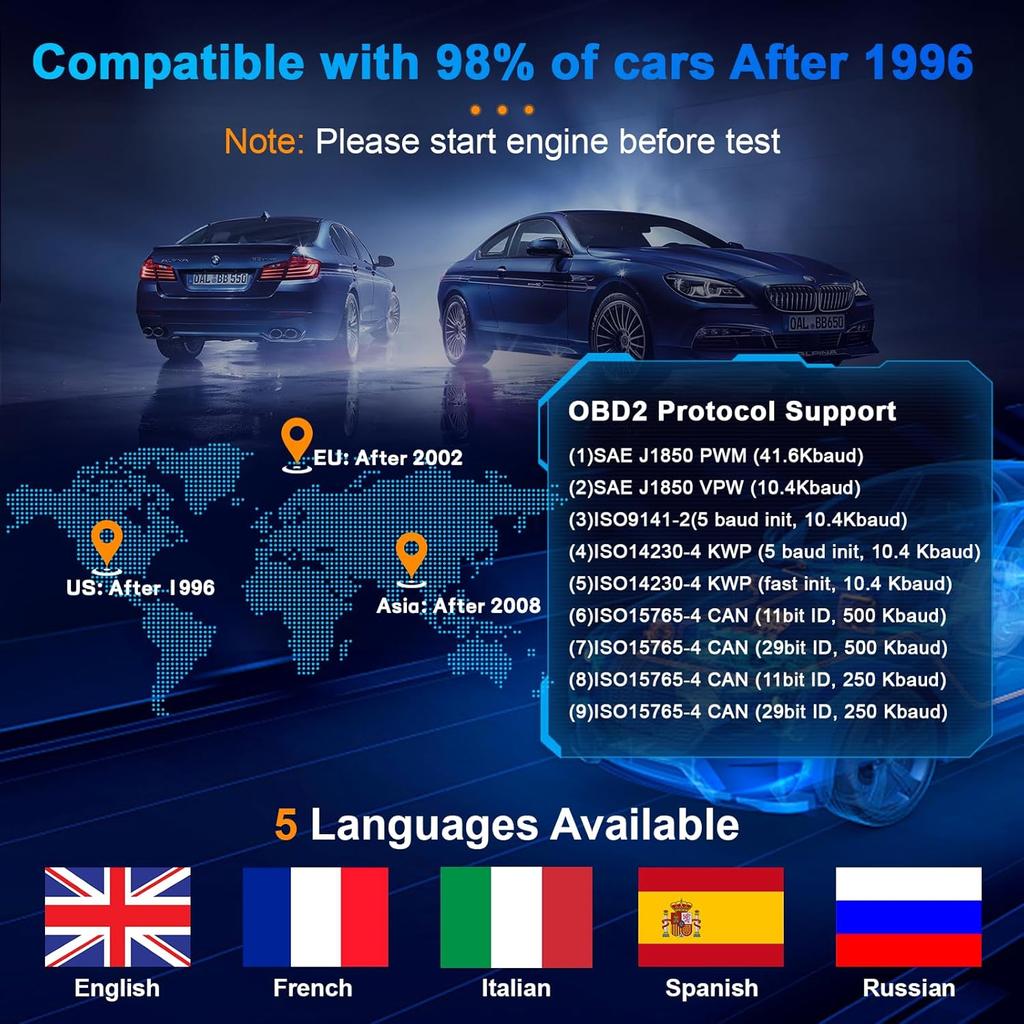 Check Engine Code Reader, Car Diagnostic Scanner, Vehicle Code Reader For Cars And Trucks, OBD 2 Scanner, T200