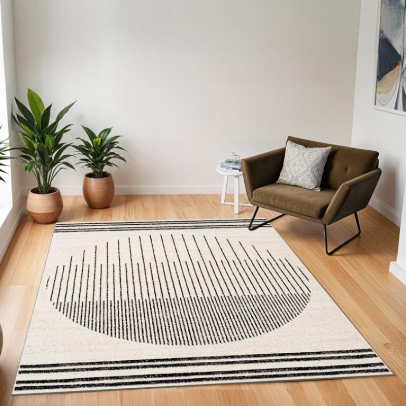 Livabliss Nairobi Geometric Rug Scandi Area Rugs Living Room Dining Kitchen Abstract Patterned Rugs Ivory Black and Cream Rug