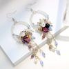 Bohemia Statement Earrings Rhinestone Flower Beads Tassel Ear Accessories