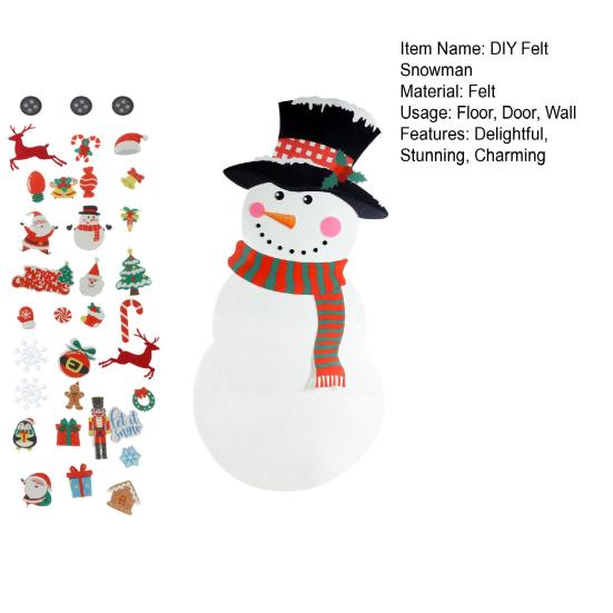 DIY Felt Christmas Snowman Set with 34 Pcs Detachable Ornaments Large Snowman DIY Crafts Christmas Door Wall Hanging Decoration for Winter Holiday