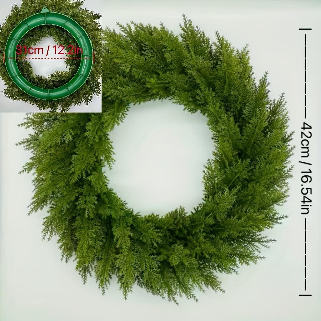 Green Pine & Cypress Holiday Wreath - Christmas Decoration for Home, Window, and Door Arrangement