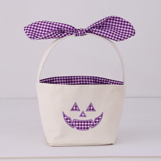 Dekorative Aufbewahrungskörbe für Zuhause Halloween Kürbis Süßigkeitenkorb, Großer Trick or Treat Eimer mit Schleife Kapazität Snacks Griff, DIY Kinder Tragetasche