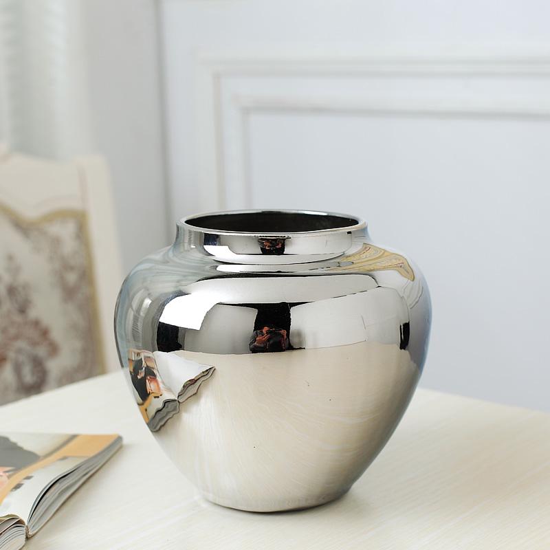 Скандинавский ТВ-шкаф с витриной для вина и художественным декором, набор из золотой/серебряной керамической вазы