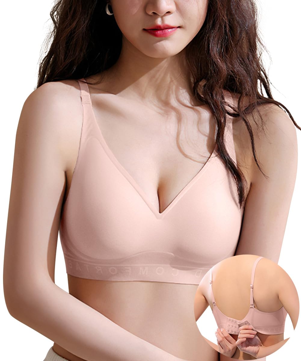 

Бесшовный бюстгальтер Tophana Wireless от женщины-врача мгновенно оживляет беспроводной спортивный бюстгальтер с высокой боковой поддержкой [Под контролем - Декольте] (XL, Серый) розовый