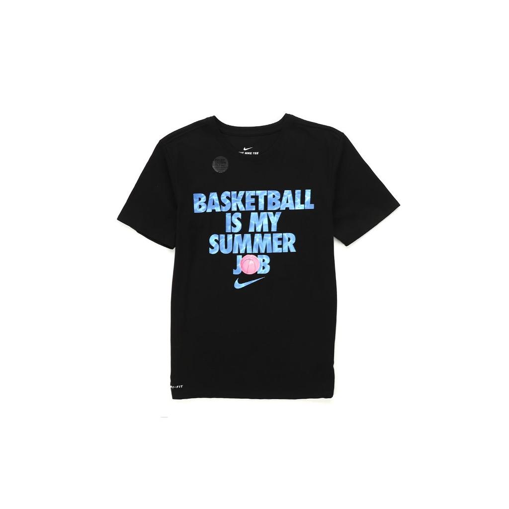 Nike Alphabet Print Basketball T-Shirt Men Tops Black 923724-010