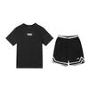 Minimalist Dazzling Stars Short Sleeve Solid Color Fashion Comfortable Shorts Casual Sports Suit Unisex Sports Suit Black AHSU969-2+YAPV001-1