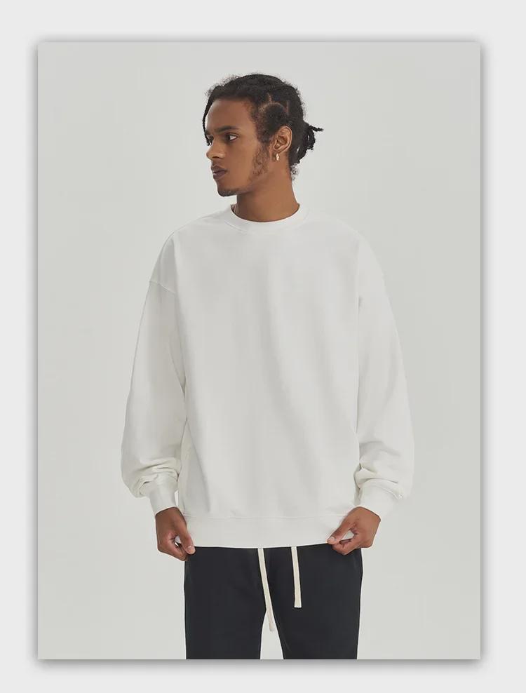 Herren Schweres Frottee Sweatshirt: Einfarbig, Herbst/Winter-Stil mit Rundhalsausschnitt - Trendiges europäisches und amerikanisches Design