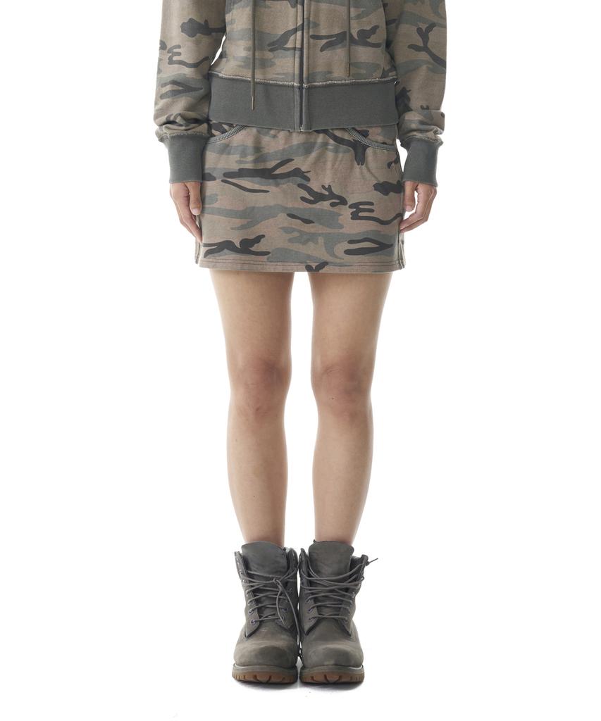 Akam Camouflage Logo Sweat Skirt (Khaki)
