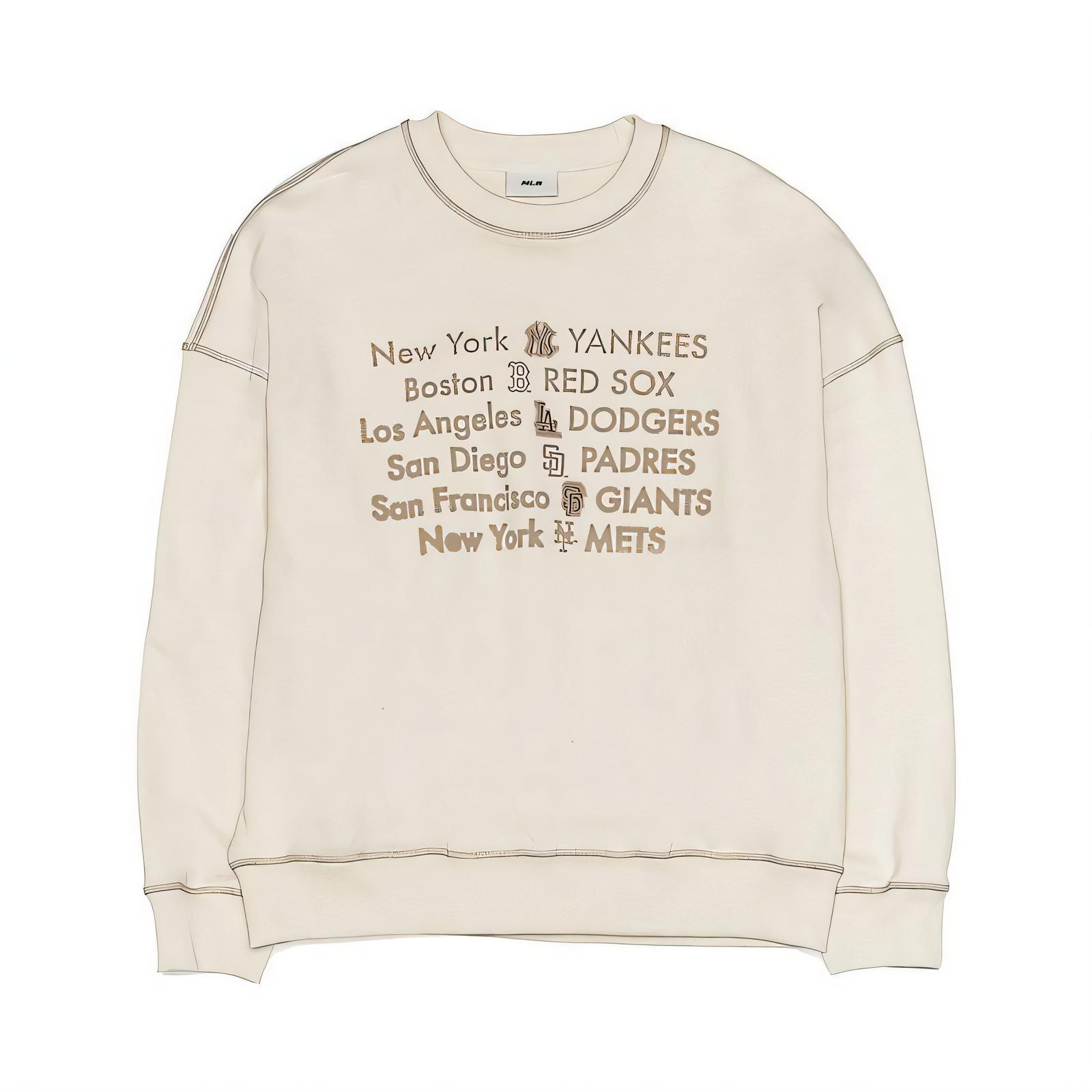 MLB Sweatshirts Unisex Cream Crew Neck Moderate Regular 3AMTB1354-00CRS XL