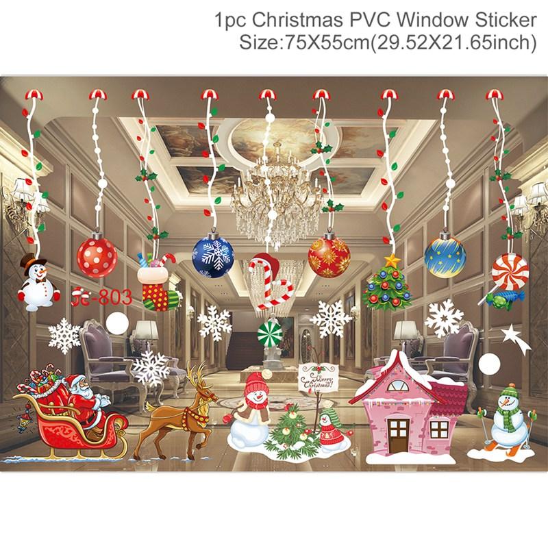 Cartoon Christmas Window Glass Stickers 2025 Christmas Decoration for Home Living Room Wall Decor 2025 Happy New Year Stickers