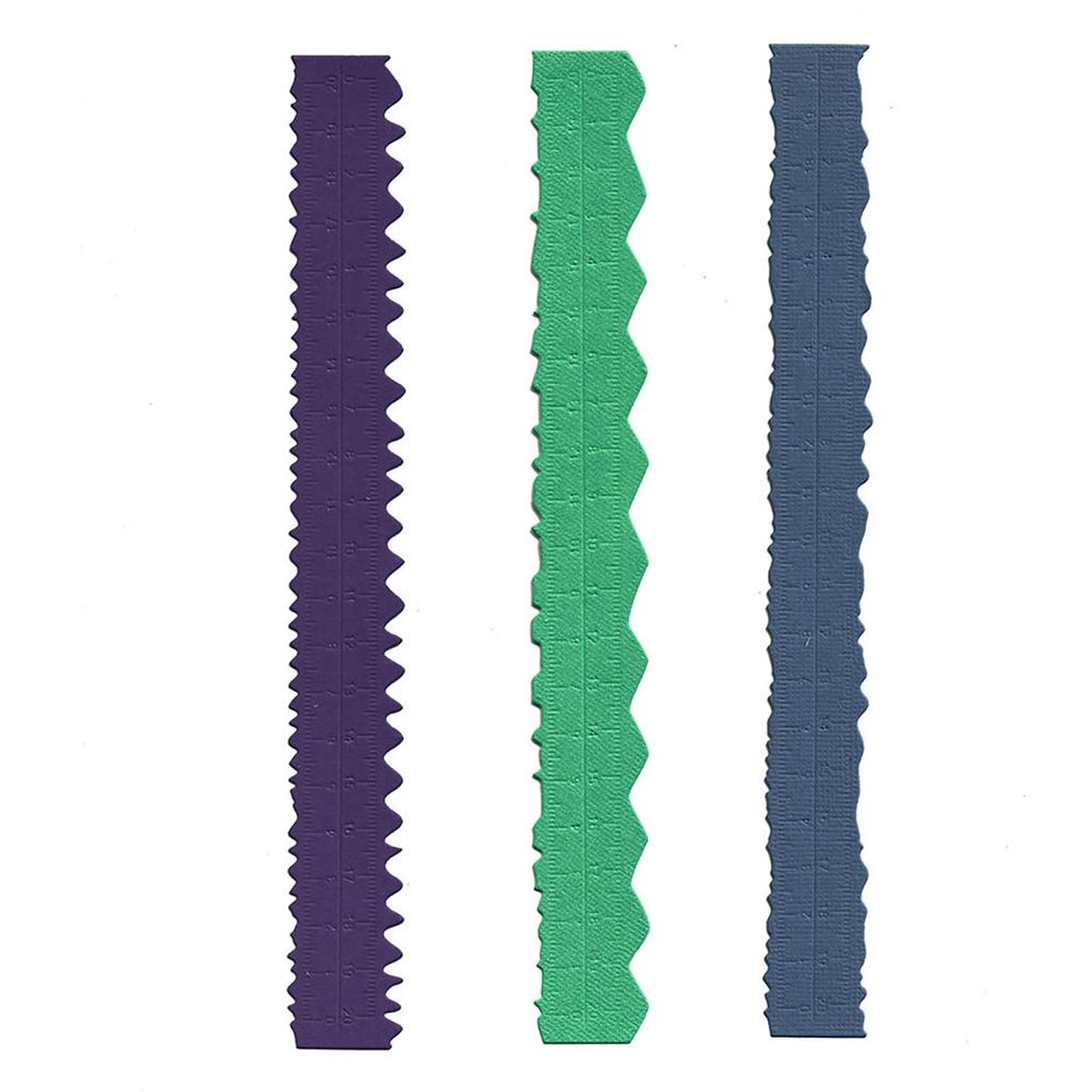 3Pcs 8.54" Carbon Steel Metal Paper Tearing Ruler Irregular Edges Paper Cutting Ruler Wavy Edge Measuring Tool for School Office Card Making DIY Craft