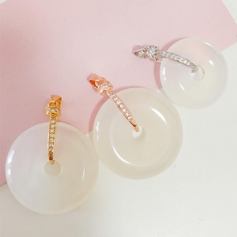 S925 Silver Pendant Clasp for DIY White Jadeite Buckle Necklace