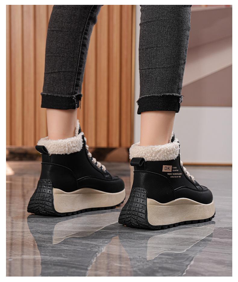 

Winter new velvet high-top cotton shoes platform short boots waterproof and non-slip snow boots DKV 35 чёрный
