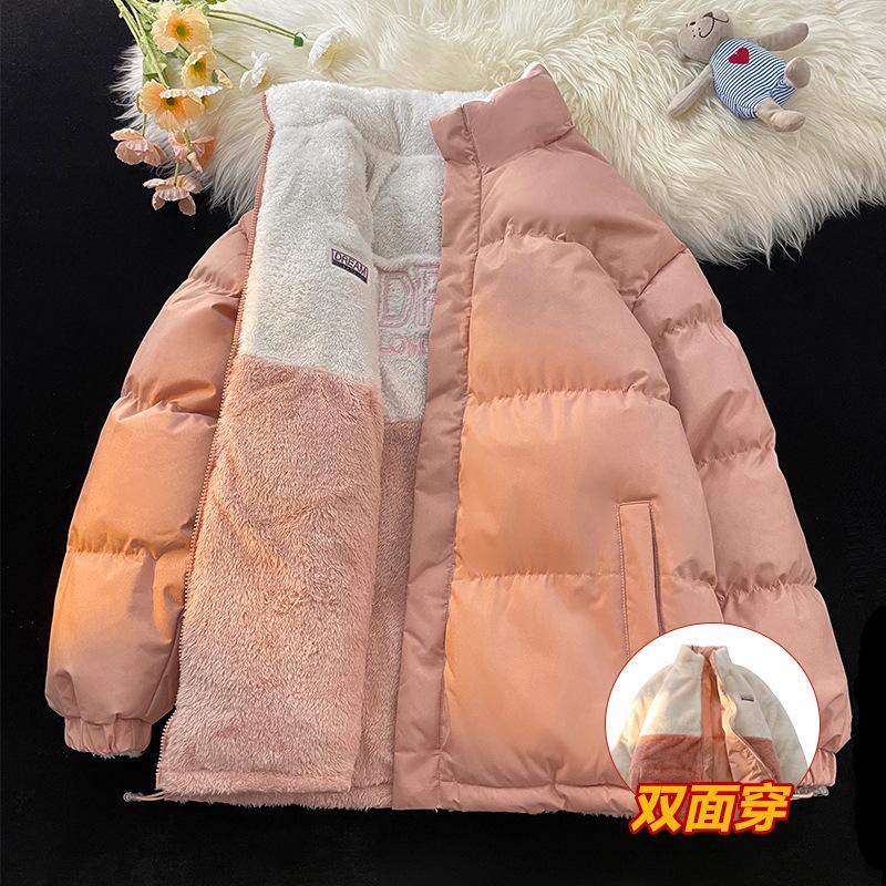 Lambswool Cotton Jacket, Unisex Double-sided Wear, Plush Jacket, Loose Cotton Coat
