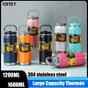40OZ/54OZ Outdoor Thermal Water Bottle with Straw Thermos Portable Handle 304 Stainless Steel Cold and Hot Sports Vacuum Flasks