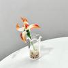 Handmade Glass Orchid Flower Decoration Hand-Blown Mini Floral Ornament with Stem Home Office Indoor Colorful Blossom Figurine