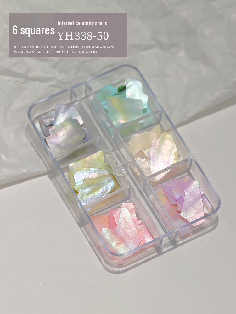 

Аврора Переливающийся Нейл-арт: Ультратонкие кусочки ракушки и универсальный белый абалон для дизайнов с 6 сетками