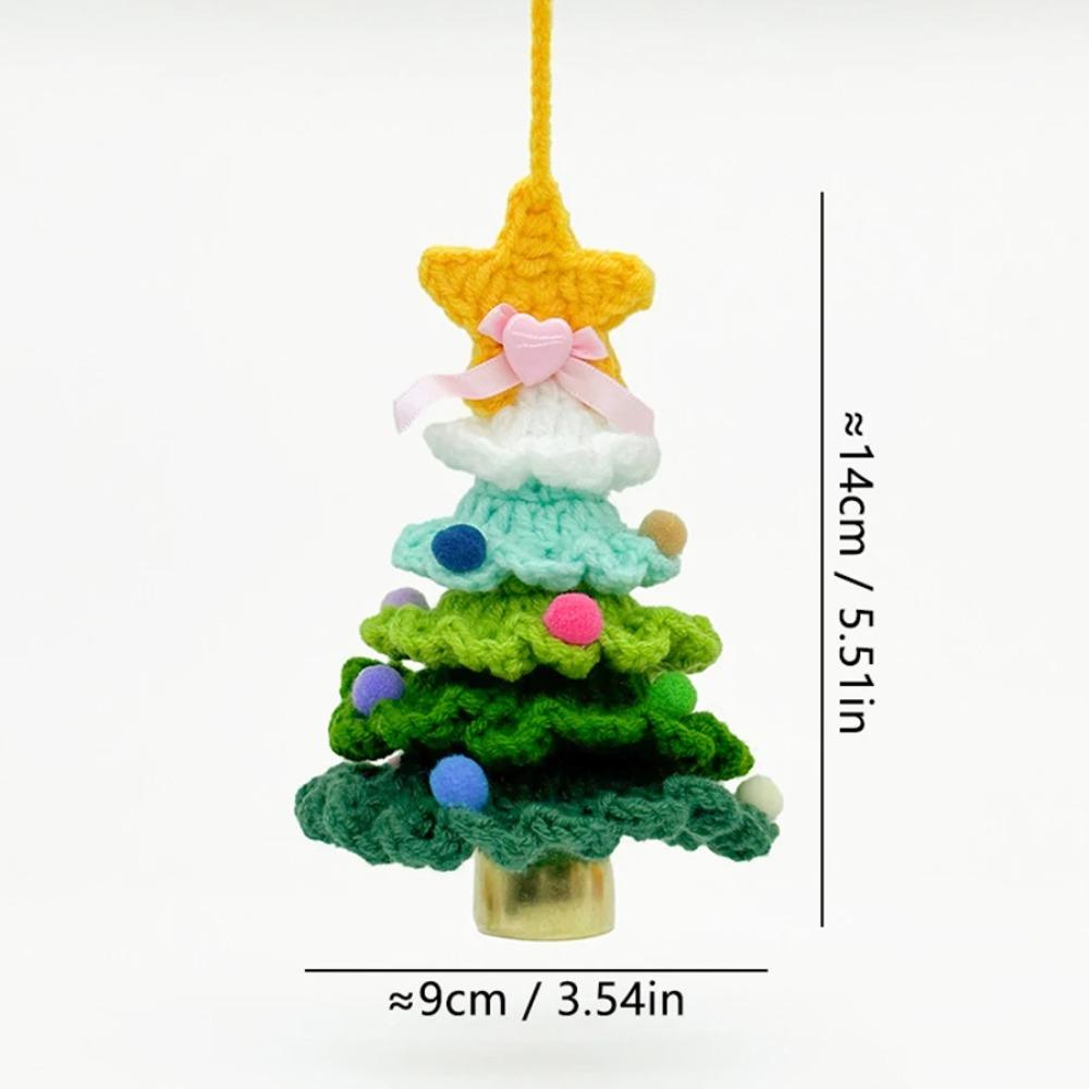 Knitted Christmas Tree With Jingle Bell Plush Christmas Hanging Pendant Wool Crochet Christmas Tree For Christmas Party Decor