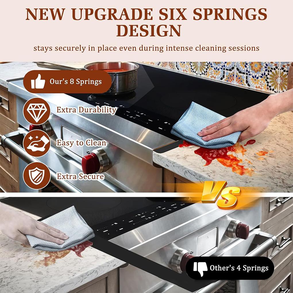 2PCS Stainless Steel Stove Gap Covers Adjustable Length Oven Side Gap Fillers Anti Rust Heat Resistant Stove Counter Gap Fillers