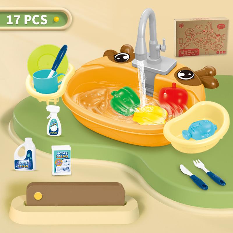 

Play House Мультфильм Моделирование Кухня Стол для мытья посуды Электрический кран Цикл Выключения воды Взаимодействие родителей и детей Детские игрушки