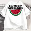 Maycaur New Kawaii Watermelon Fruits Print Unisex Tops Casual Female Shortsleeved Streetwear Black Round Neck Tshirts Goth