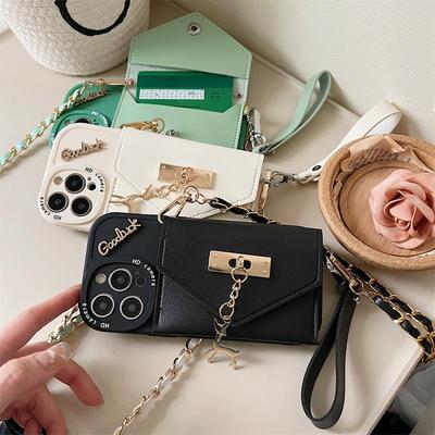 Elk Metal Card Holder for Apple 14 Pro Max, 13, 12 - Anti-fall, Chic Chain XS Fashion Case